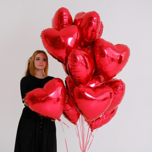 Воздушные шары фольга Сердца 45 см. 15 штучек