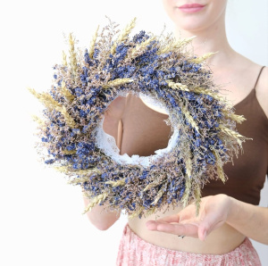 Венок Лаванда и пщеница "Синее золото", D30