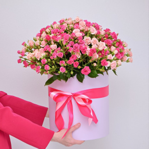 Кустовые розы, 31 штучка в большой коробке