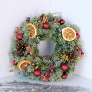 Новогодний венок с апельсиновыми дольками (искусственный)