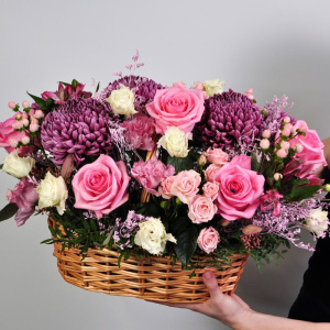 Корзина хризантем "Осенний вальс"