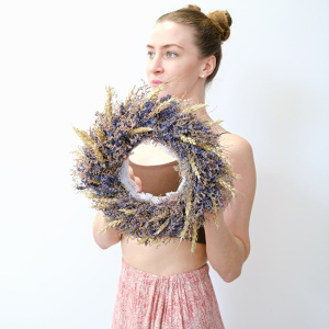 Венок Лаванда и пщеница "Синее золото", D30