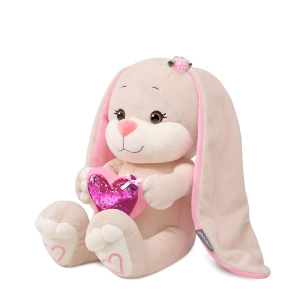 Мягкая игрушка Зайка с Розовым Сердцем, 25 см