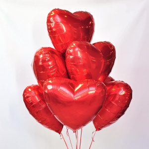 Воздушные шары фольга Сердца 45 см. 7 штучек