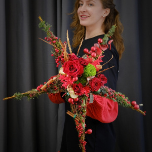 Авторский новогодний букет в форме Звезды с ароматом корицы❄️