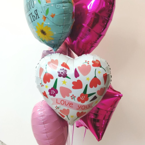 Сет шаров "С Днем Рождения" - Розовый микс