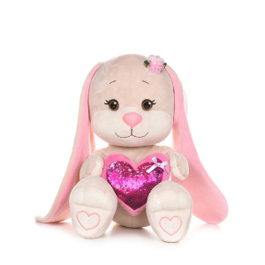 Мягкая игрушка Зайка с Розовым Сердцем, 25 см