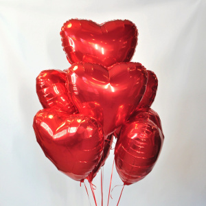 Воздушные шары фольга Сердца 45 см. 7 штучек