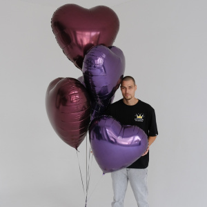 Сет из 5 больших фольгированных сердец