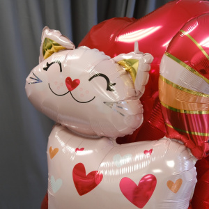Сет шаров: Влюблённый кот и шары сердца