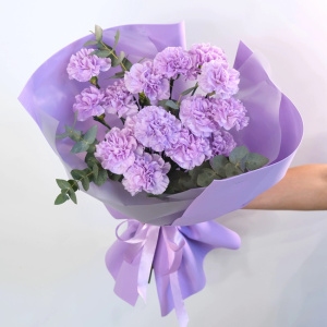 Пушистые сиреневые гвоздики, 15 штучек