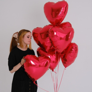 Воздушные шары фольга Сердца 45 см. 7 штучек