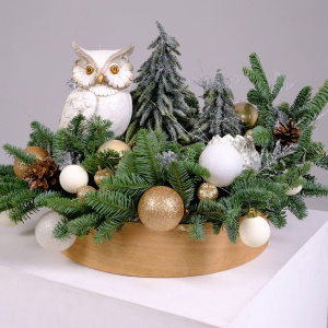 Новогодняя настольная композиция из нобилиса с подсветкой "Золотые мечты Зимы"