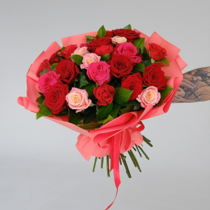 Яркий микс роз, 23 штучки