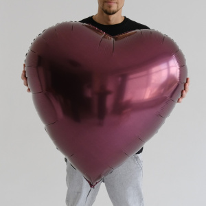 Шар фольга Сердце, Темная вишня, 90 см